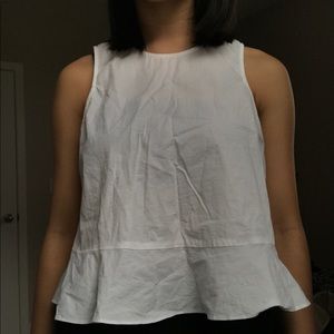 WHITE COTTON PEPLUM TOP